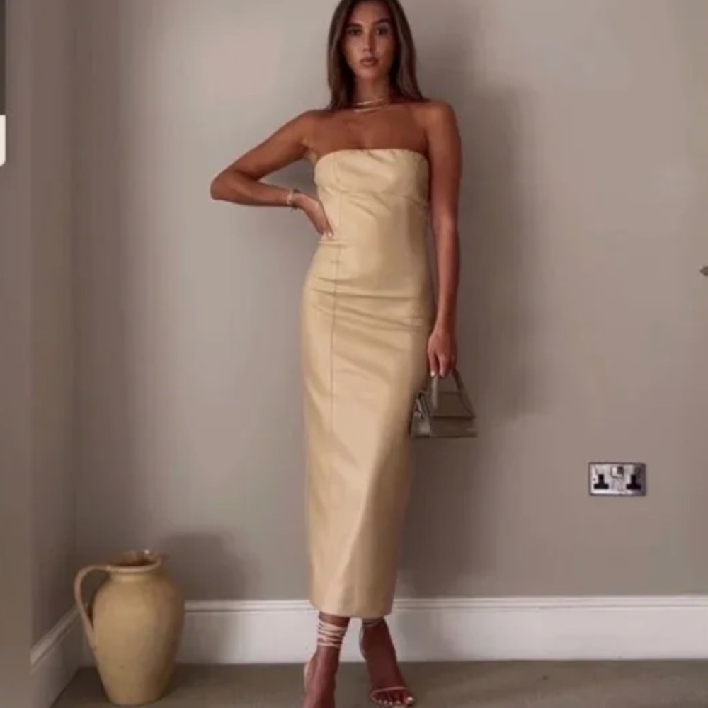 Zara leather dress with slit ruched detail Size small - Picture 8 of 13